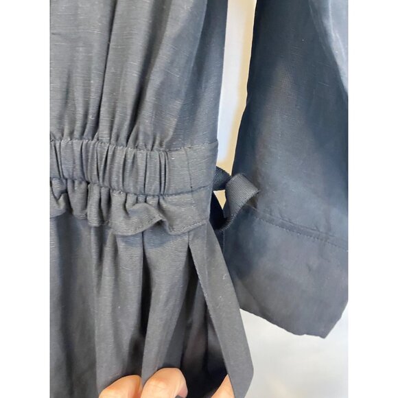 Kobi Halperin Black Elizabeth Tiered Shirt Dress Tencel Linen Size Medium - Picture 6 of 8